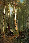 Artist at His Easel in the Woods by Thomas Hill